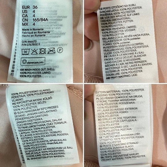 HM Women Short Dress in Pleated Fabric Sz 4 Pink Sleeveless Tie At The Neck - Picture 8 of 16